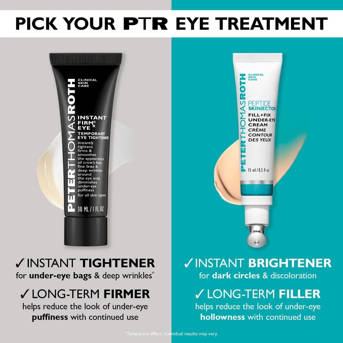 Pick your PTR eye treatment comparison with Instant FIRMx and Fill + Fix
