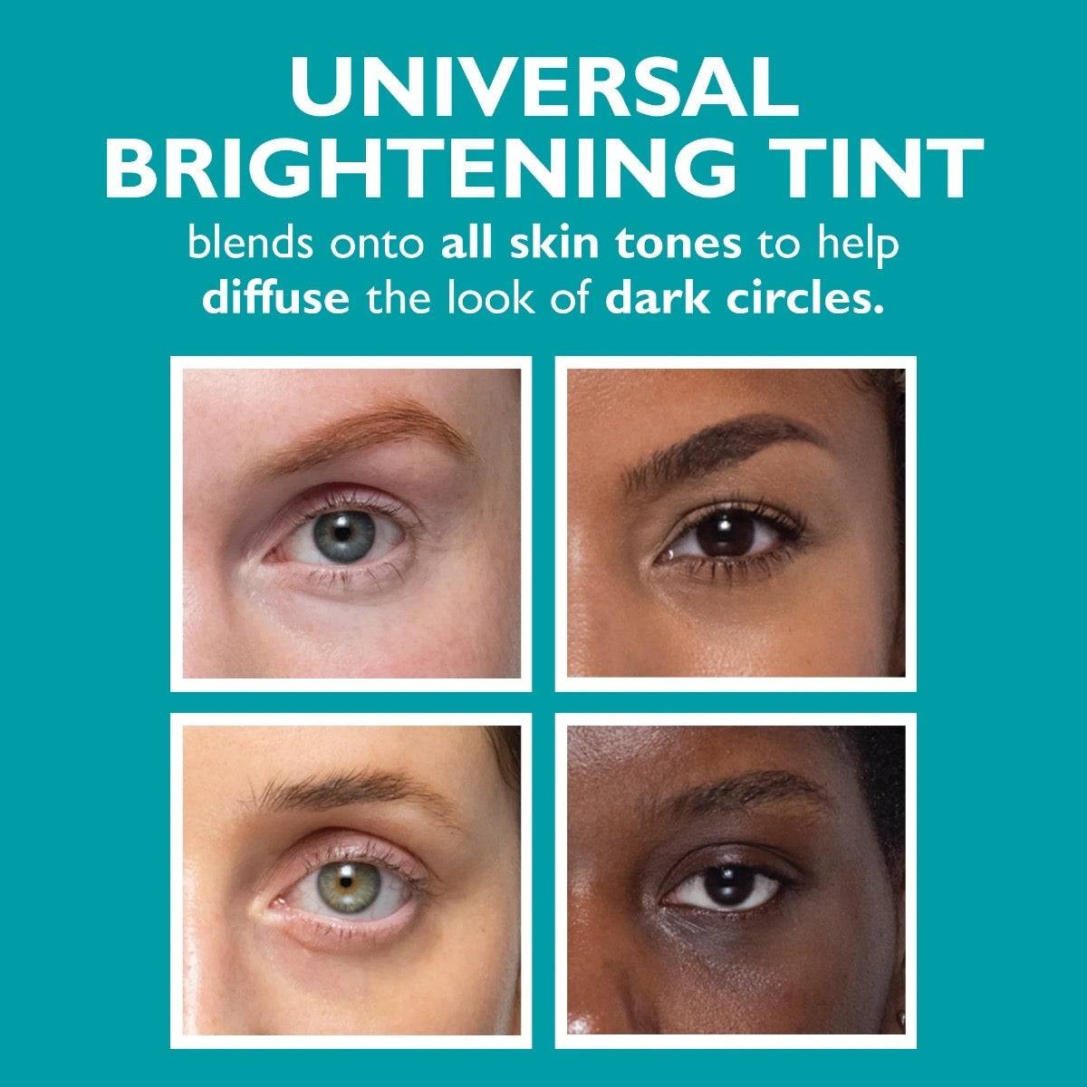 Universal brightening tint shown on four different skin tones