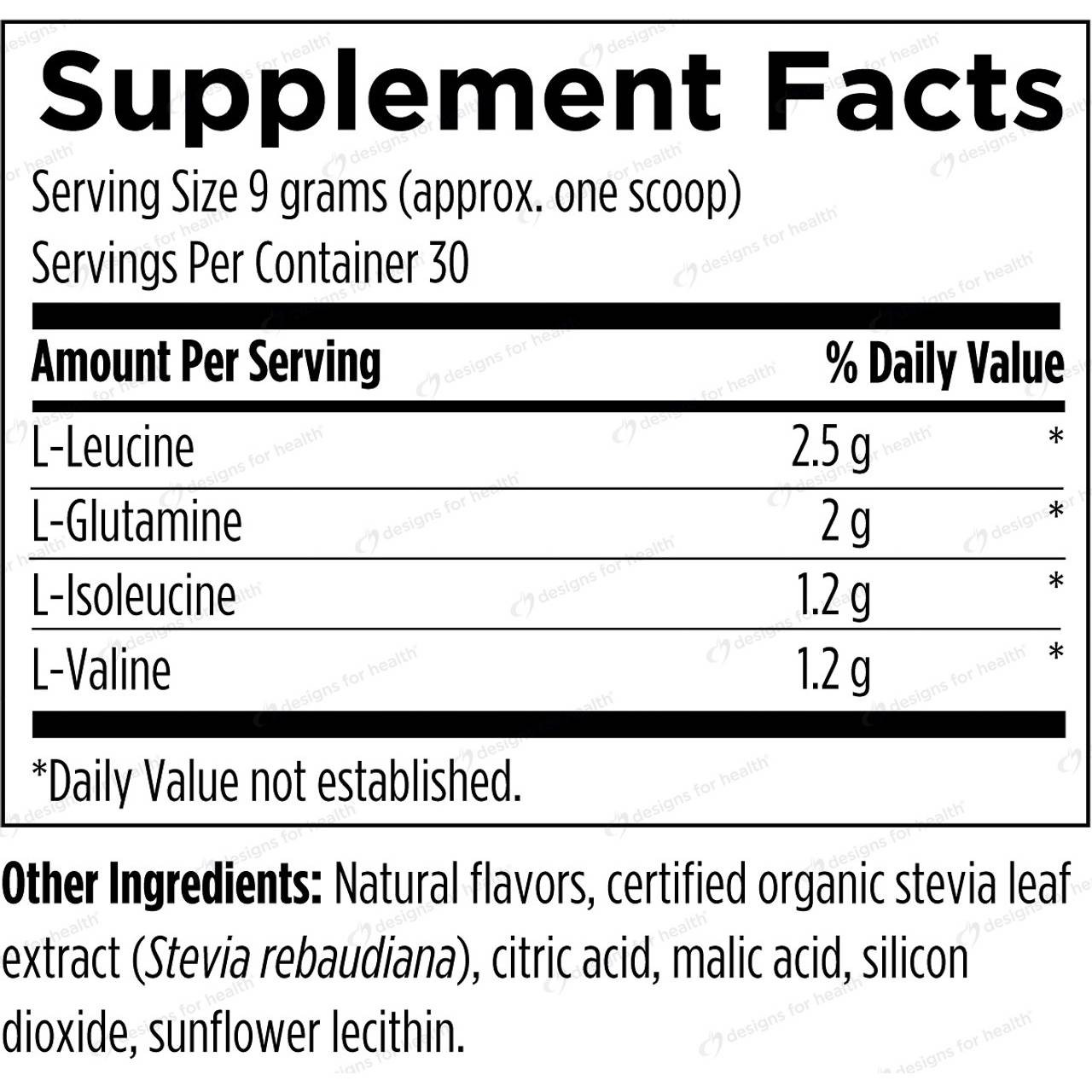 Designs for Health BCAA Powder - 270 G (9.5 Oz) Powder