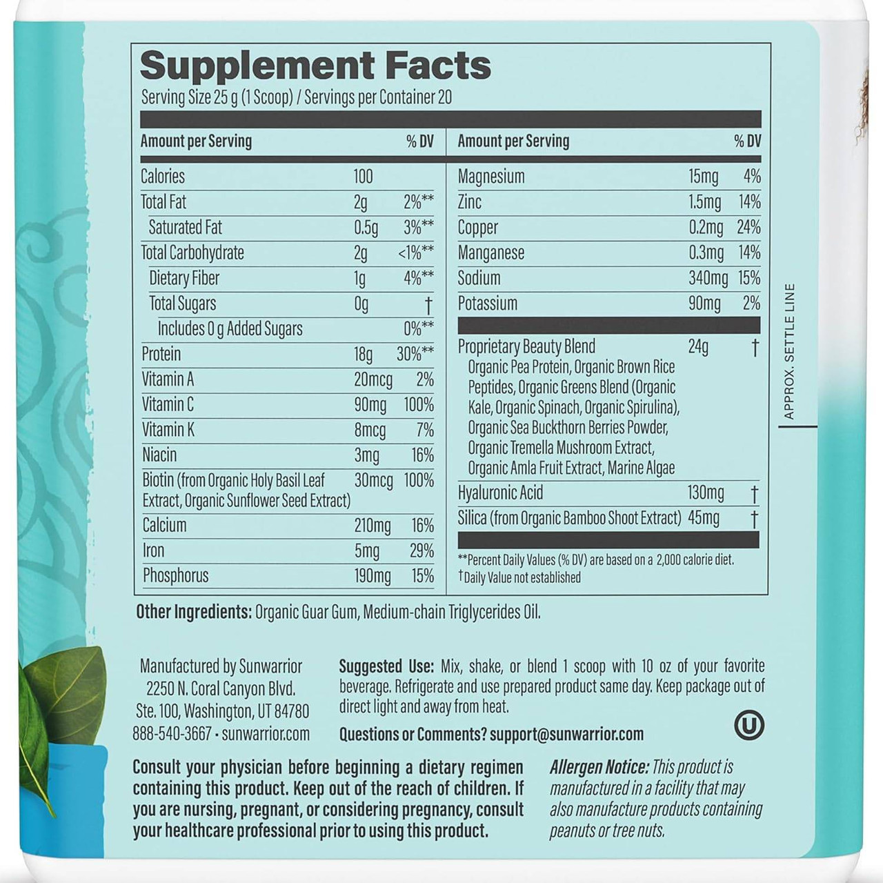 Sunwarrior Collagen Builder Unflavored - 500 Grams