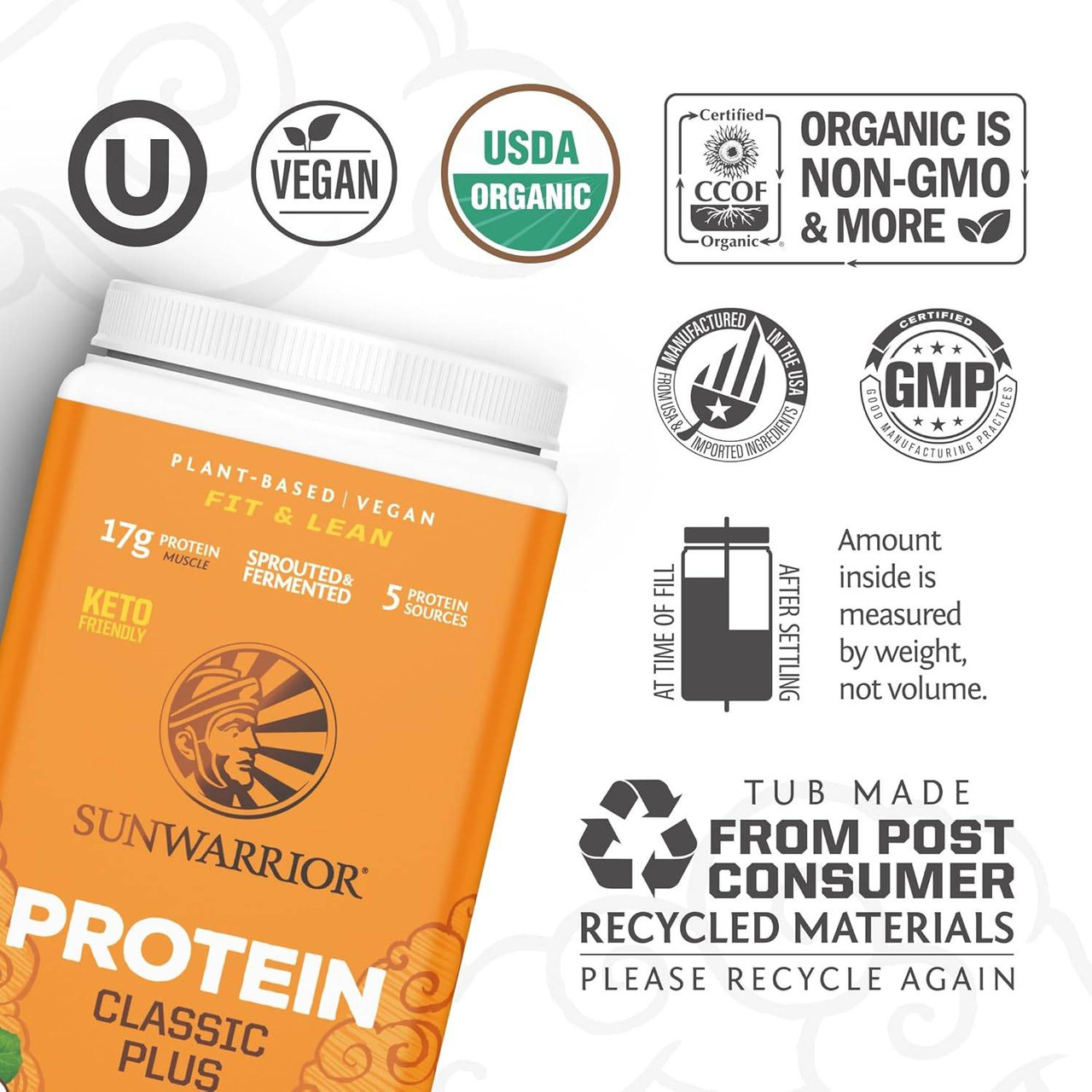 Sunwarrior Classic Plus Vanilla - 750 Grams
