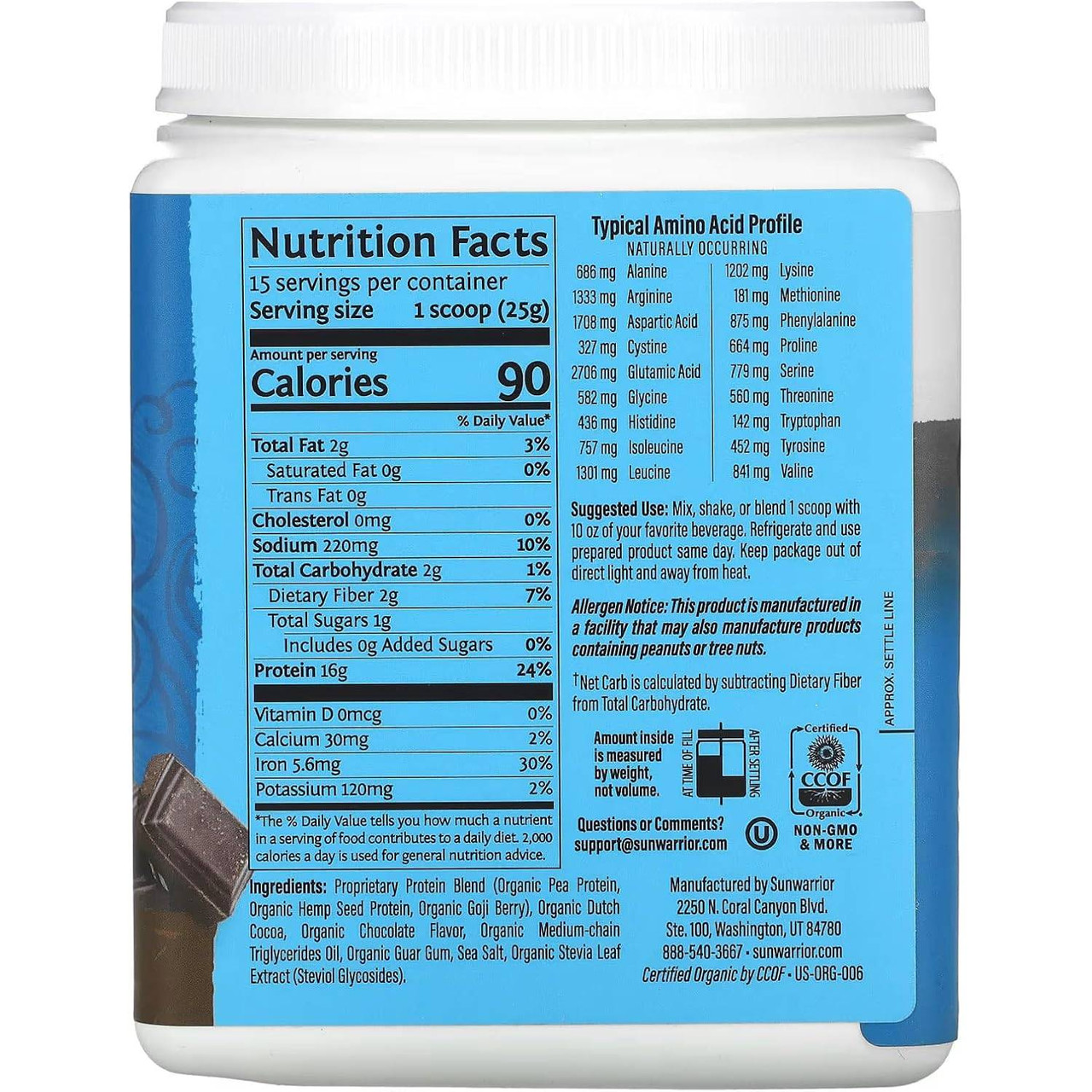 Sunwarrior Warrior Blend Chocolate - 375 Grams