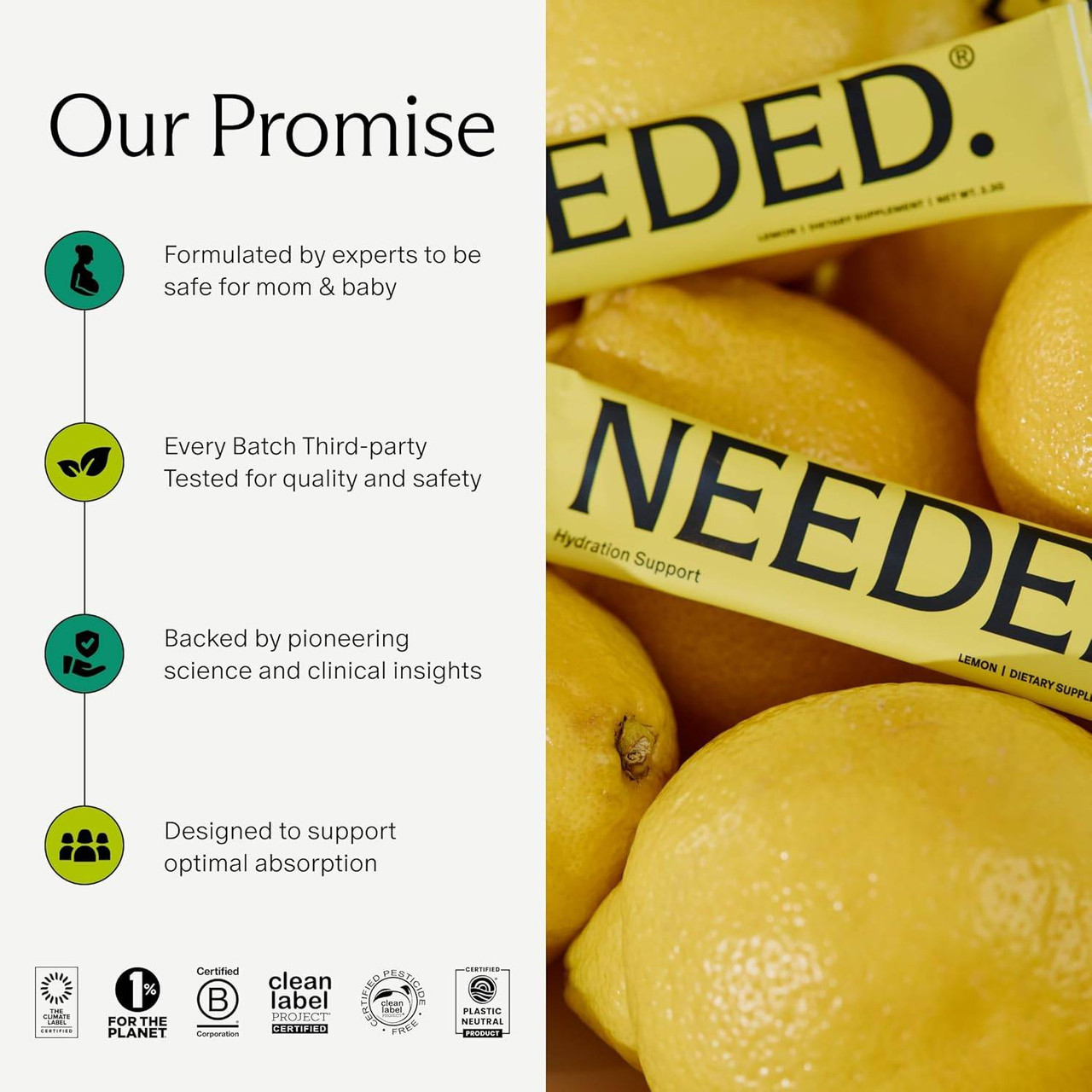 Needed Hydration Support, Lemon - 30 Packets