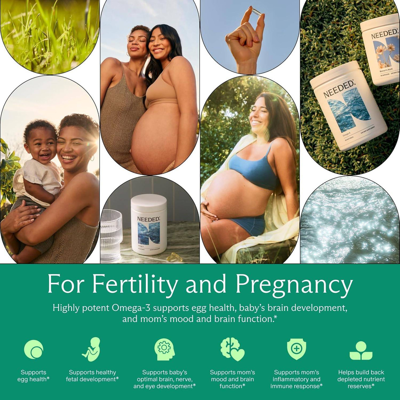 Collage of pregnant women and mothers, for fertility and pregnancy graphic
