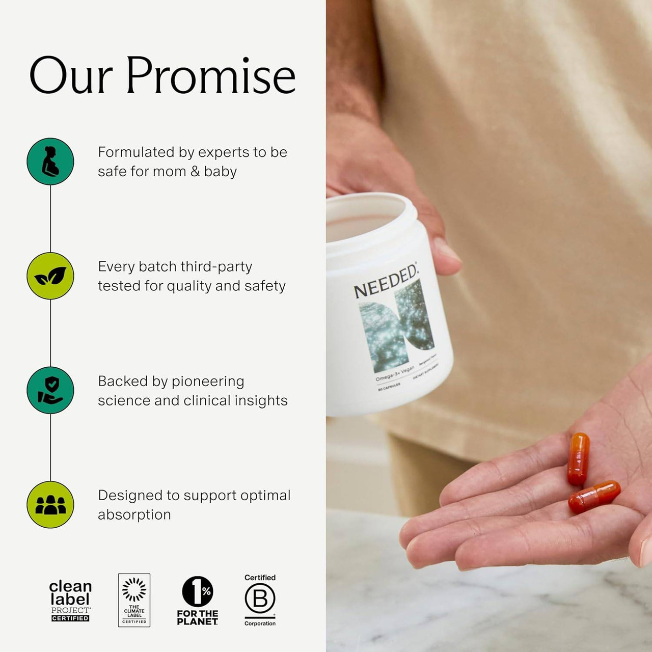 Needed Prenatal Omega 3+ Vegan - 60 Capsules