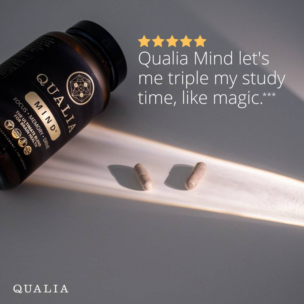 Bottle and two capsules with five-star customer quote