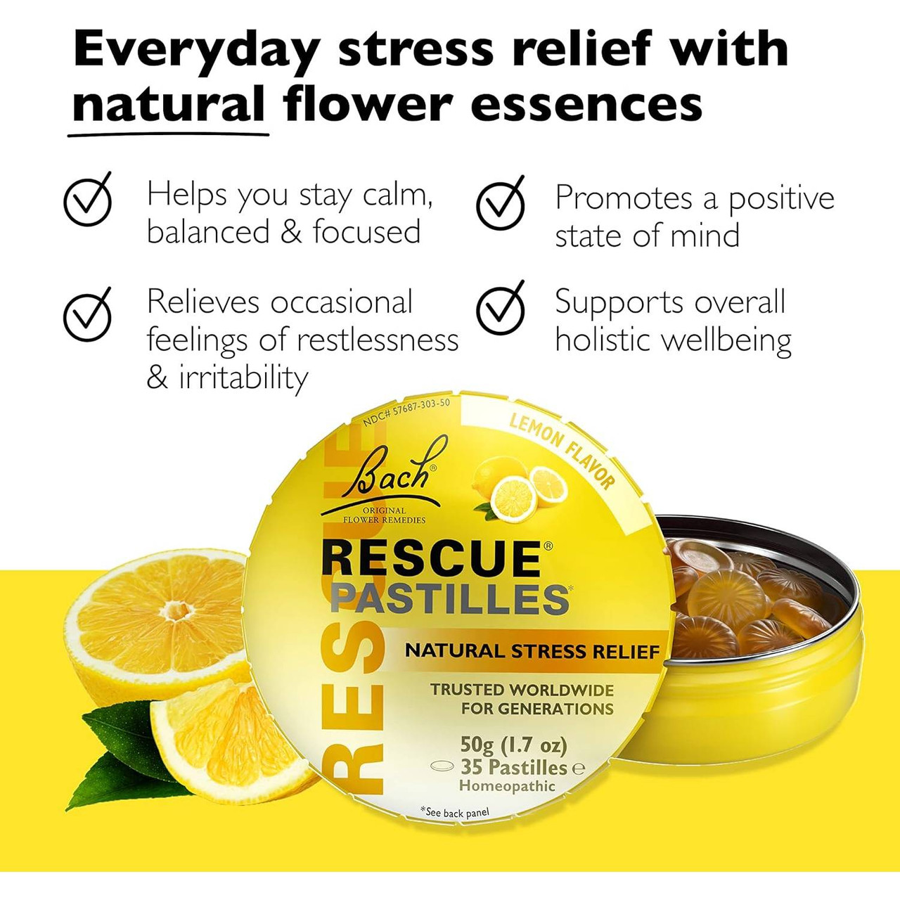 Bach Rescue Pastilles Lemon - 35 Lozenges