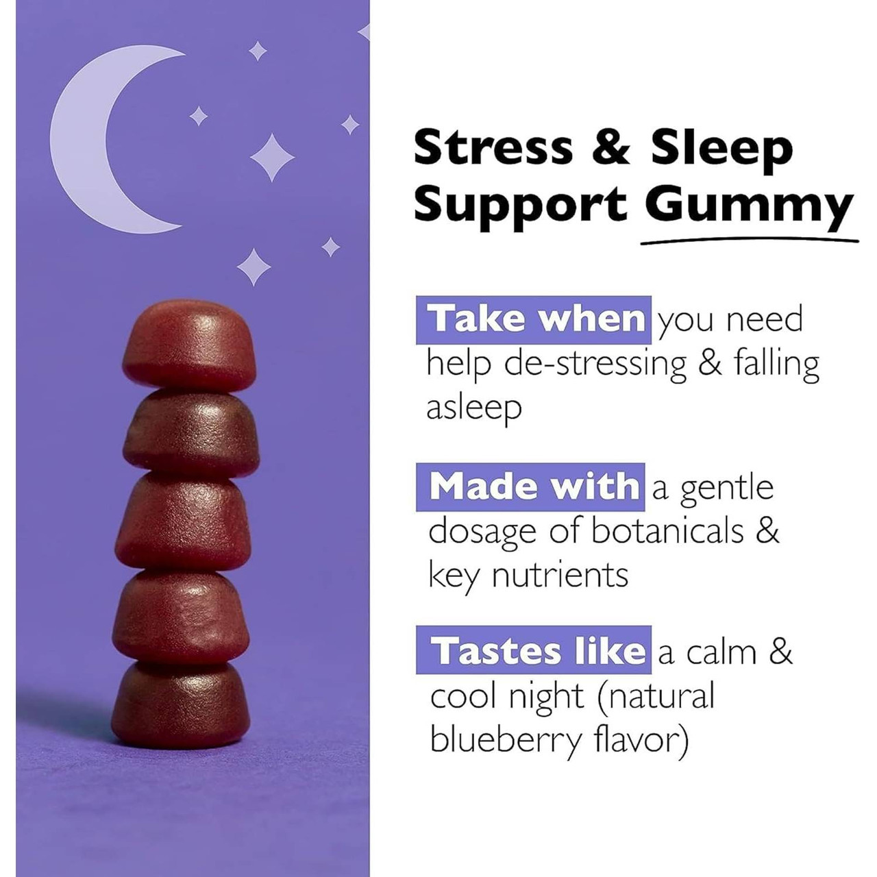 Bach Rescue Plus Sleep & Stress Support Gummy, Blueberry - 60 Gummies