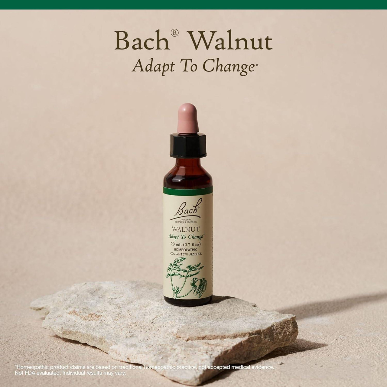 Walnut bottle on a stone, Adapt To Change label