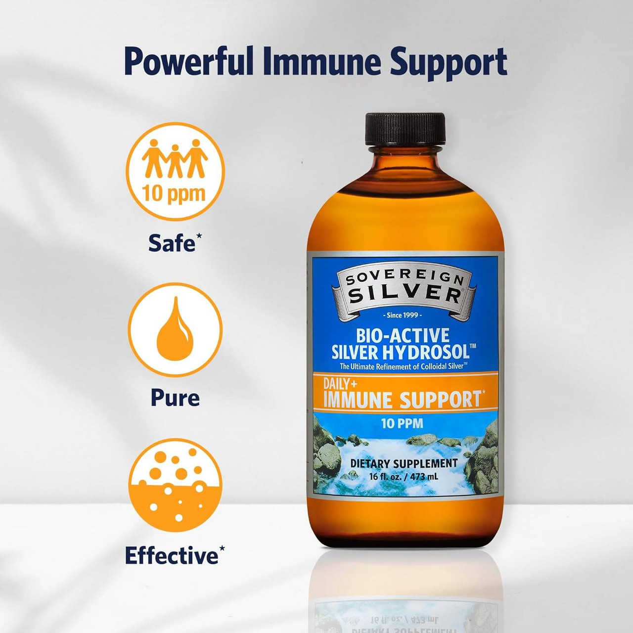 Silver Hydrosol 16 oz bottle powerful immune support safe pure effective icons