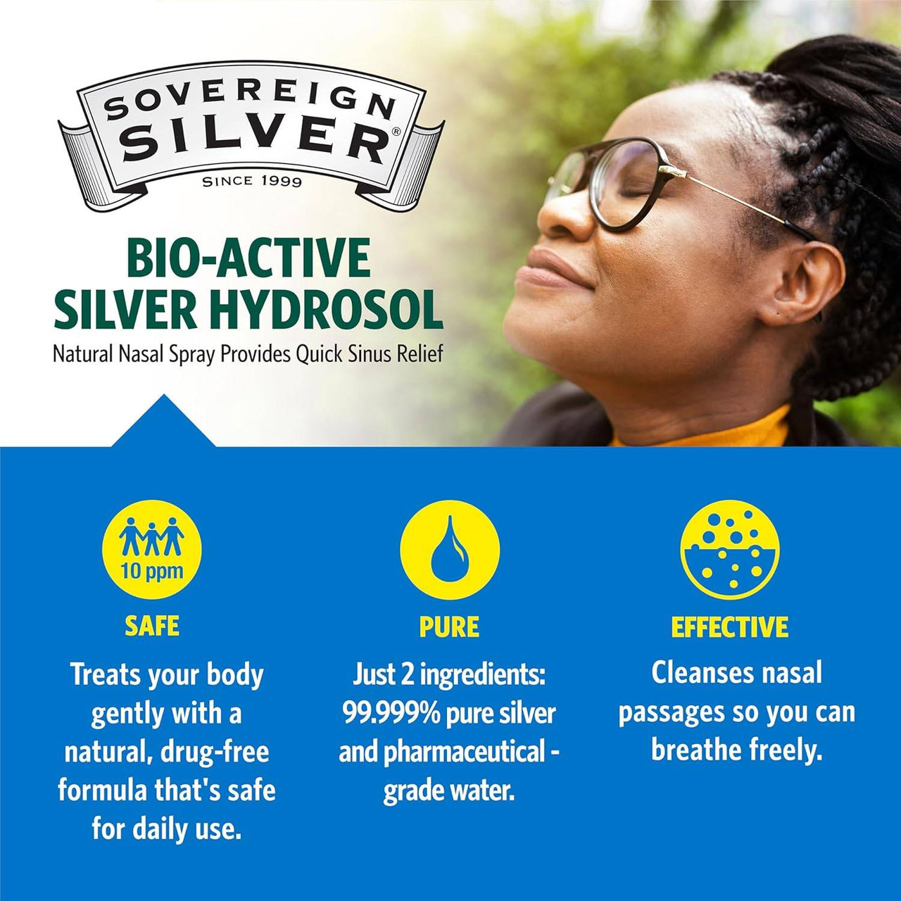 Sovereign Silver Bio-Active Silver Hydrosol Sinus Relief - 59 Milliliters