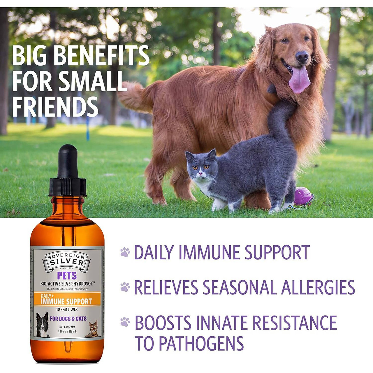 Sovereign Silver Bio-Active Silver Hydrosol Immune Pets Dropper - 4 Ounces