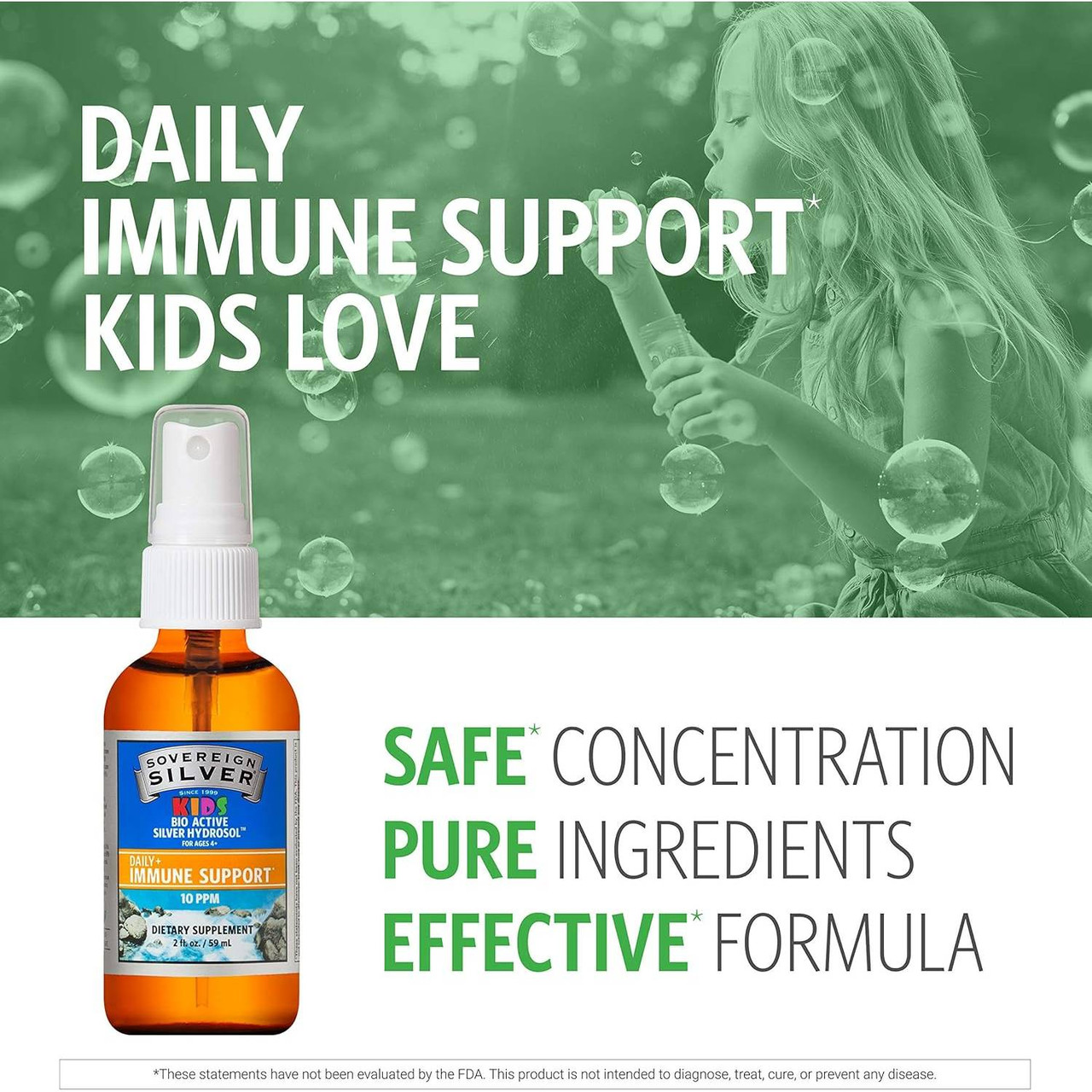 Sovereign Silver Bio-Active Silver Hydrosol Immune Kids Fine Mist Spray - 59 Milliliters