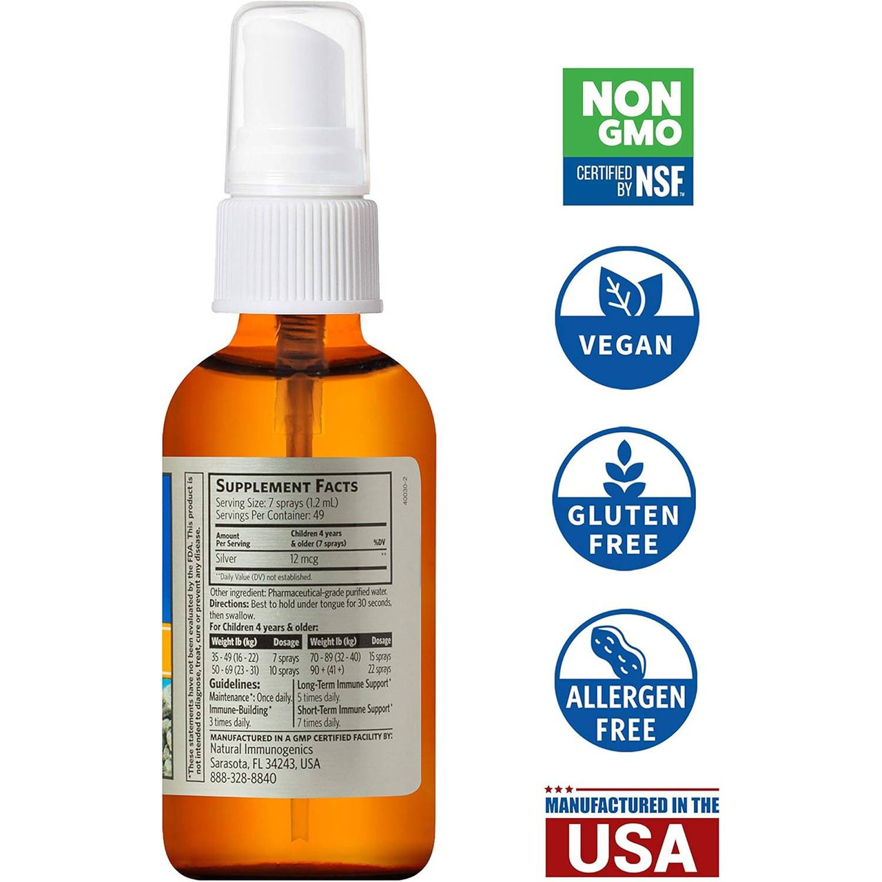 Sovereign Silver Bio-Active Silver Hydrosol Immune Kids Fine Mist Spray - 59 Milliliters