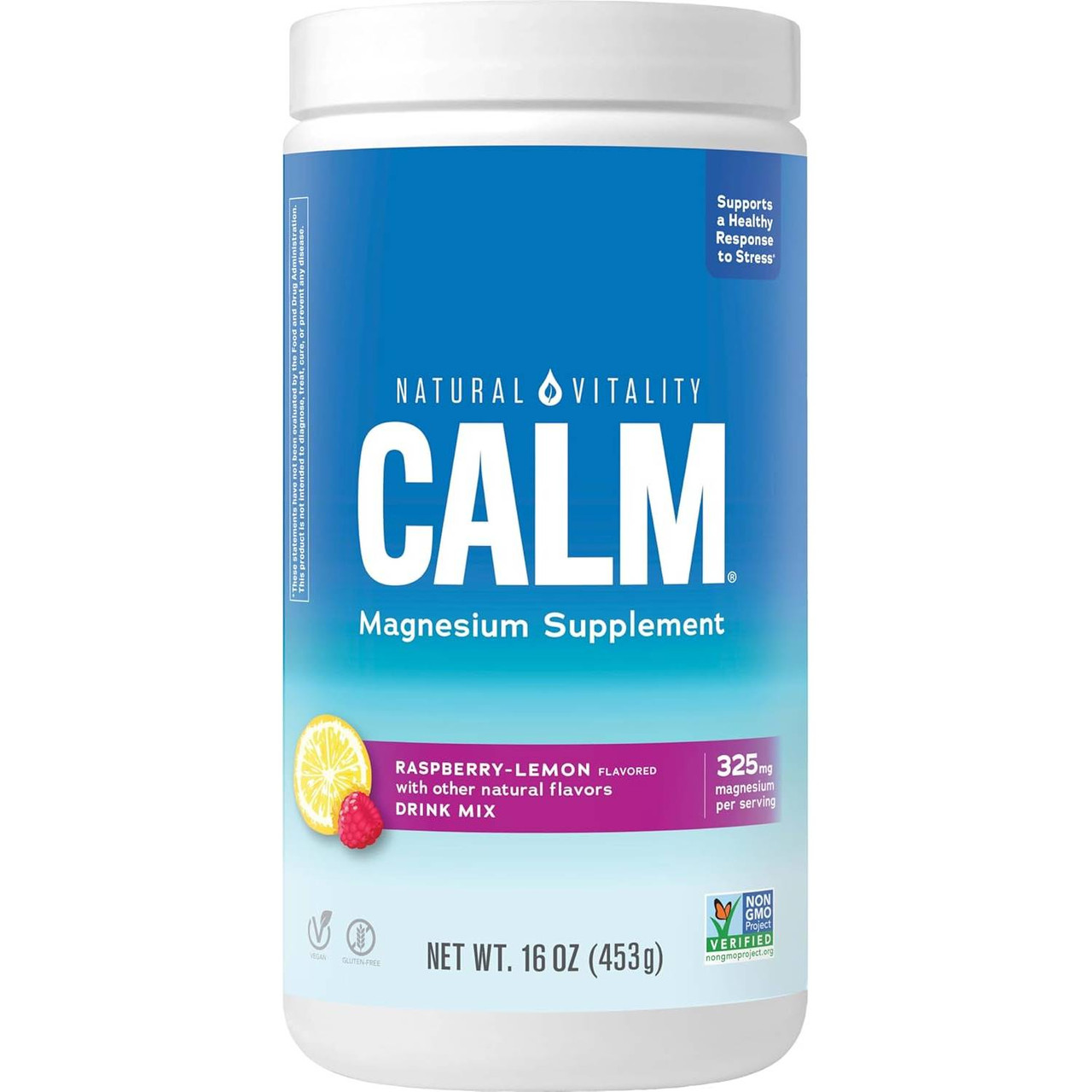 Natural Vitality CALM Magnesium Supplement Raspberry Lemon 16 oz (453 g) tub