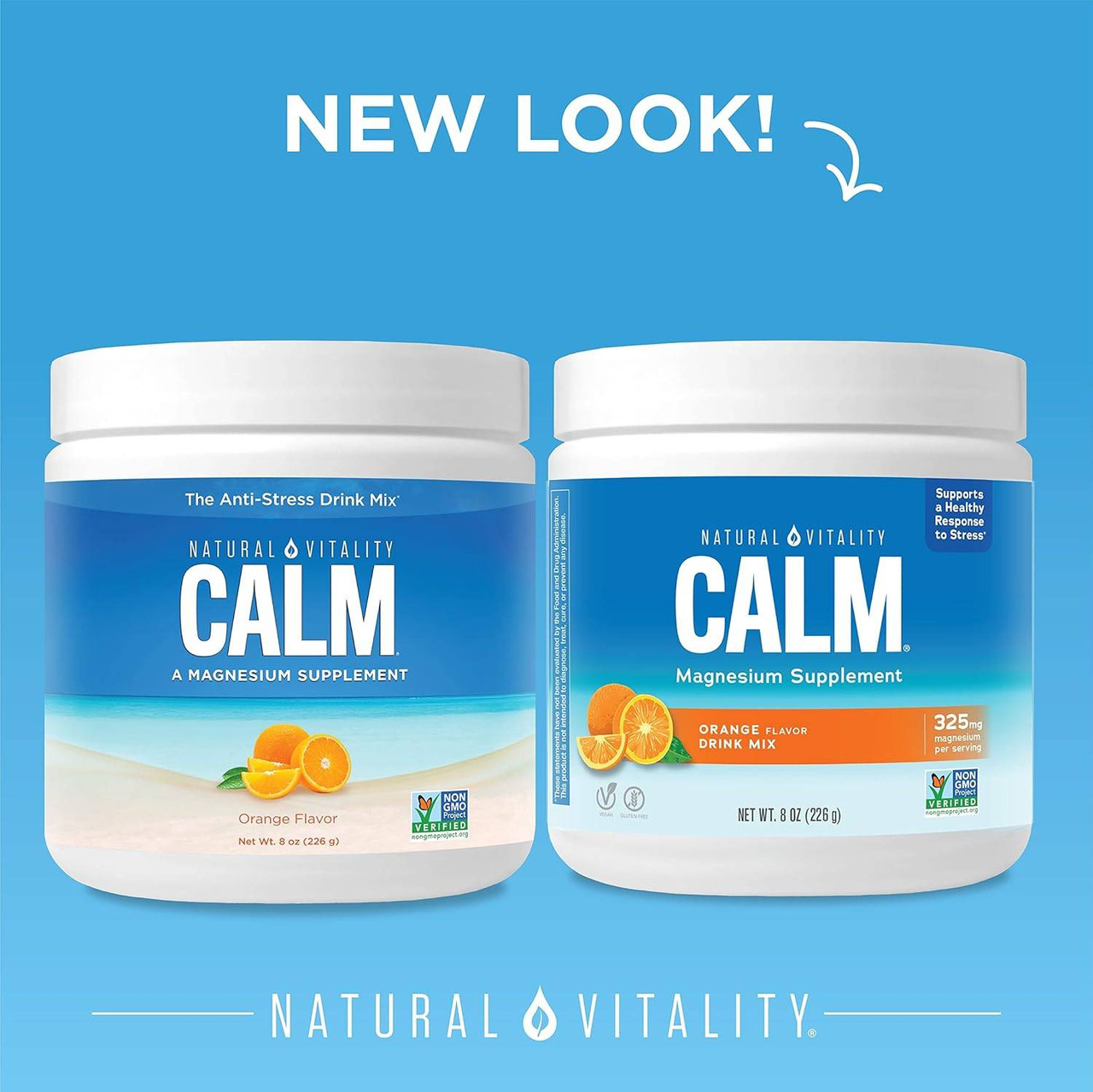 Old and new CALM Orange tubs, new look graphic
