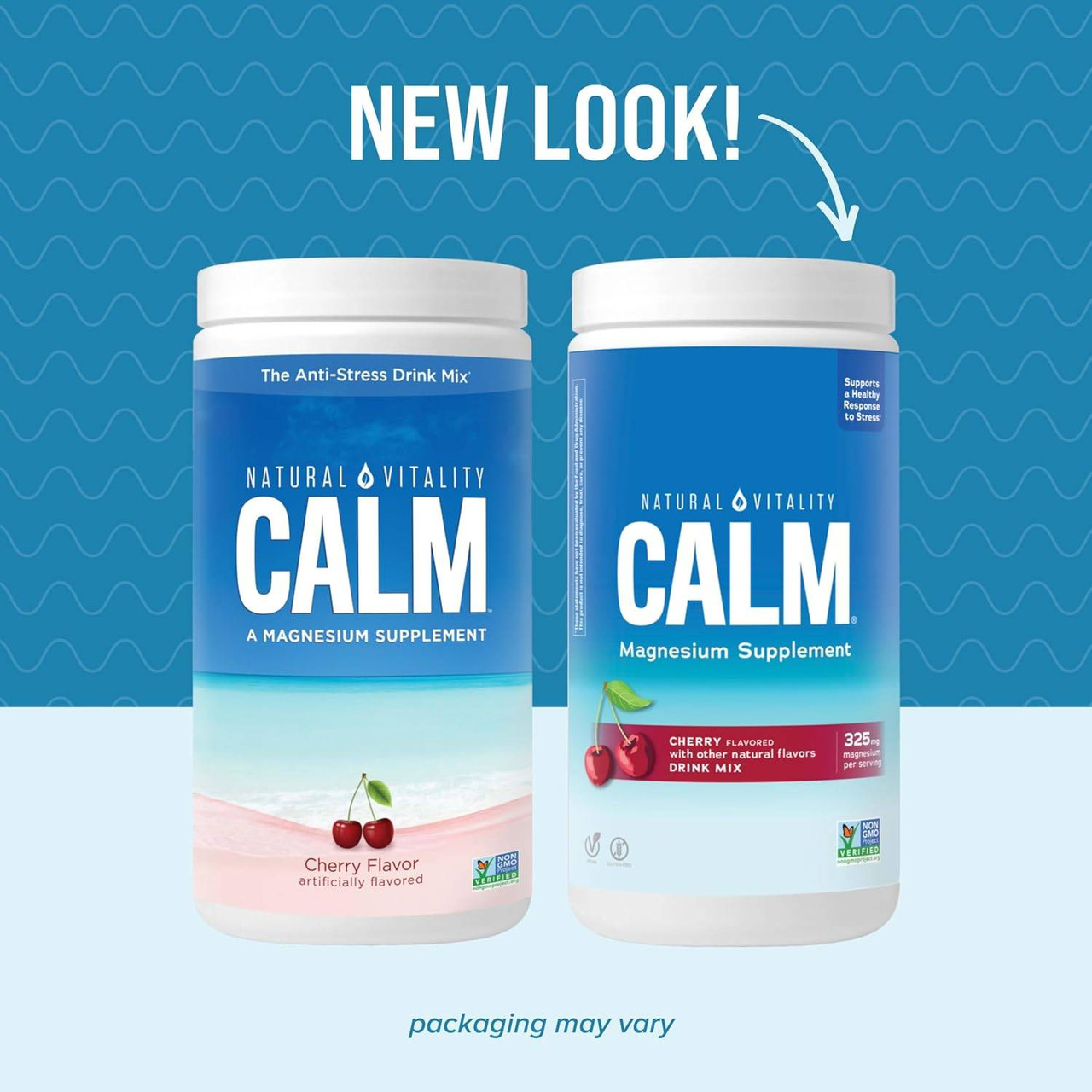 Old and new CALM Cherry tubs, new look graphic