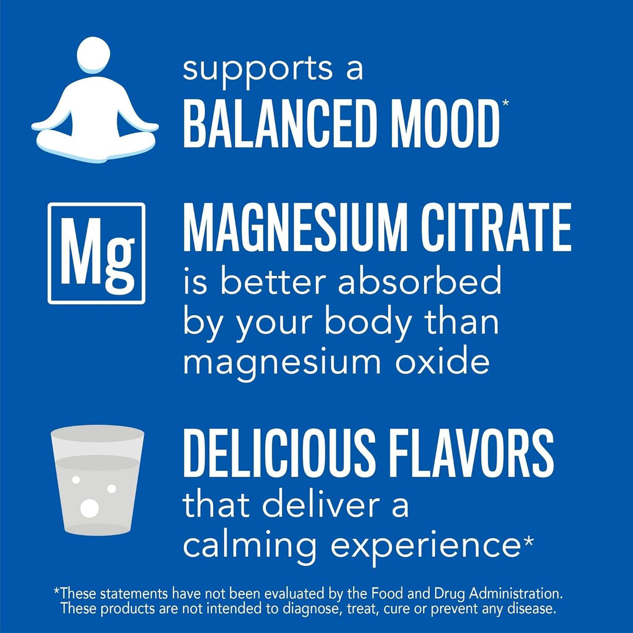 Balanced mood, magnesium citrate and delicious flavors graphic