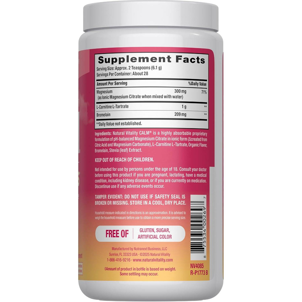 Natural Vitality CALM Muscles Watermelon Powder - 6 Ounces