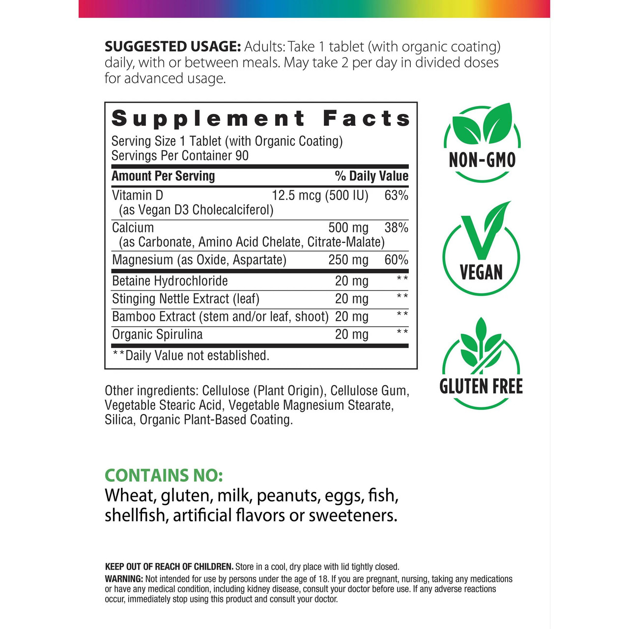 Rainbow Light Calcium Real Food Nutrients (Food-Based Calcium) - 90 Tablets