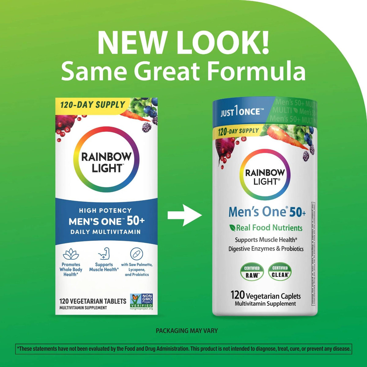 Men's One 50+ new look same formula old bottle to new bottle graphic