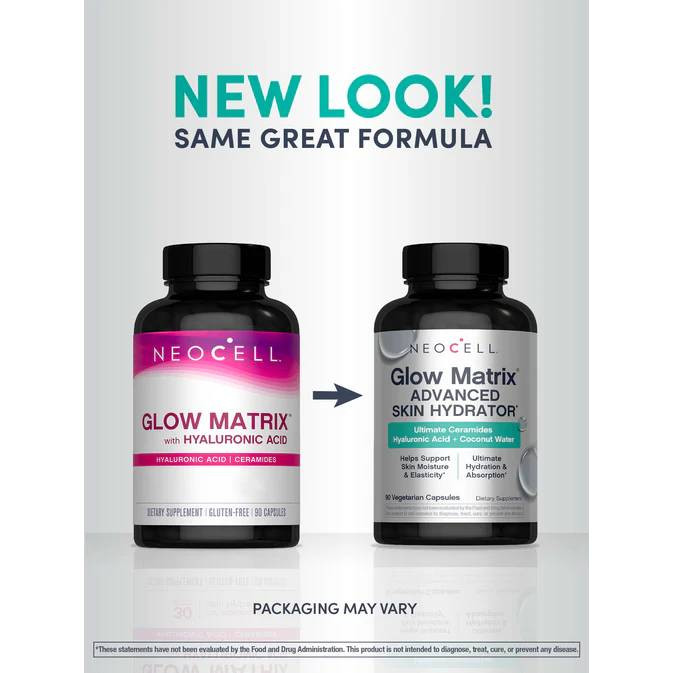 Glow Matrix new look same formula white pink to teal bottle graphic