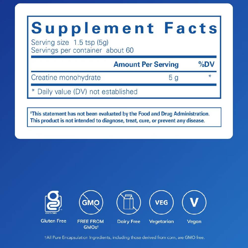 Creatine supplement facts, 5 g creatine monohydrate per 1.5 teaspoon serving