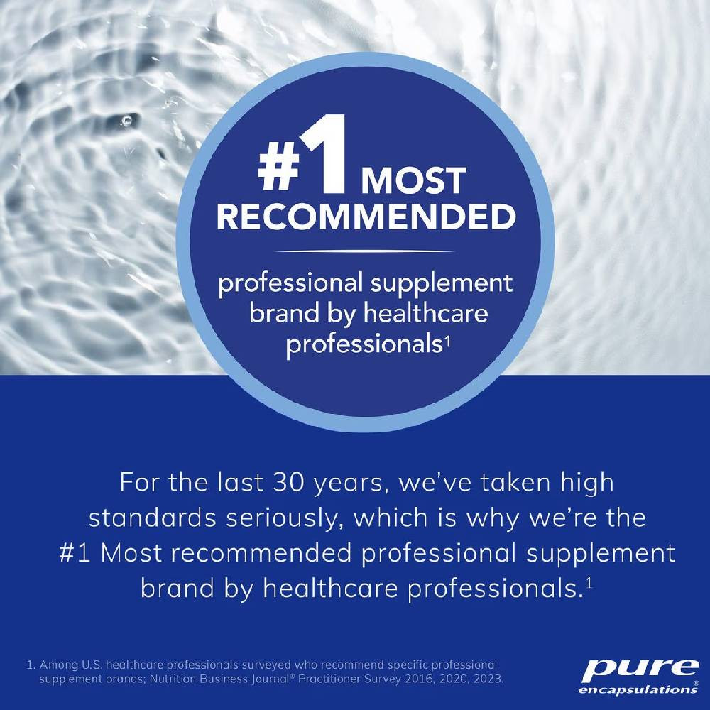 Pure Encapsulations healthcare professional recommendation badge over rippled water