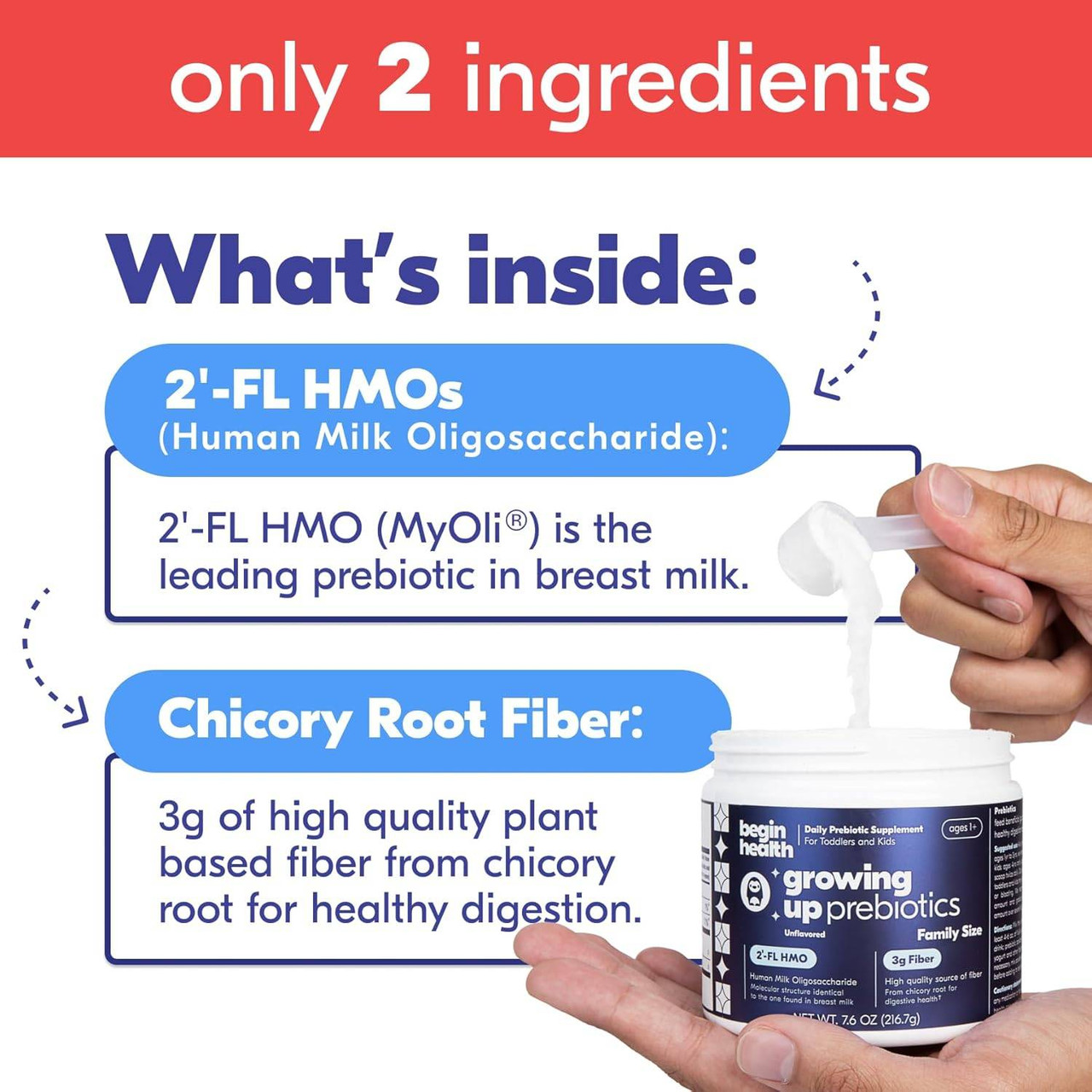 Begin Health Growing Up Prebiotics Family Jar - 217 Grams