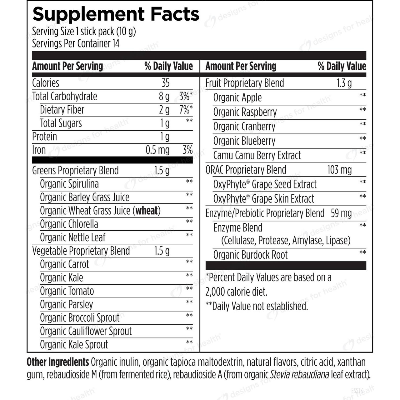 Designs for Health EssentiaGreens and Reds - 14 Stick Packs DSHL08342 35.99