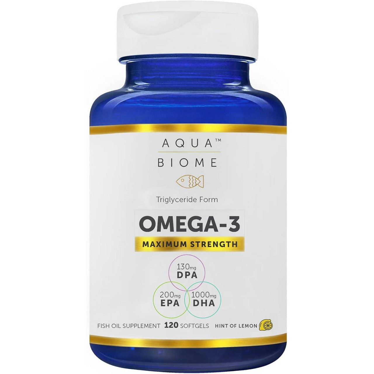 Enzymedica Aqua Biome Omega-3 Maximum Strength dark blue softgel bottle