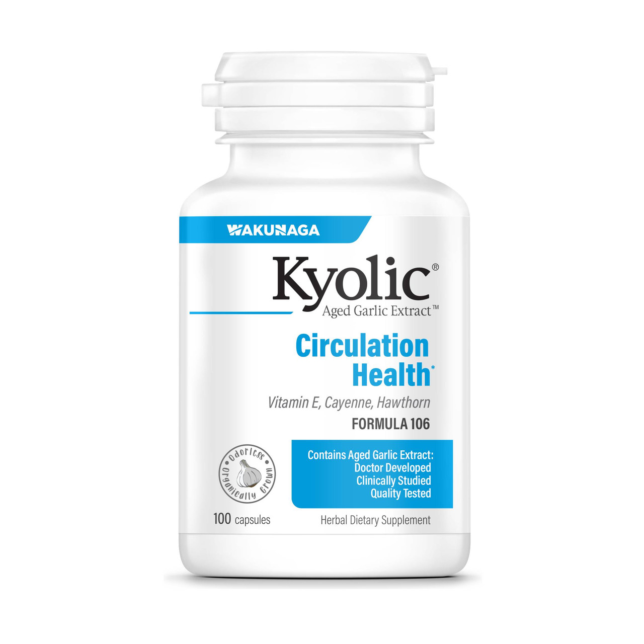 Wakunaga Kyolic Aged Garlic Extract Formula 106 - Circulation - 100 Capsules
