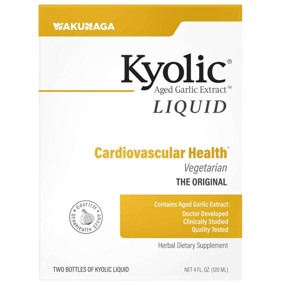 Kyolic Aged Garlic Extract Liquid Vegetarian Original two-bottle retail box