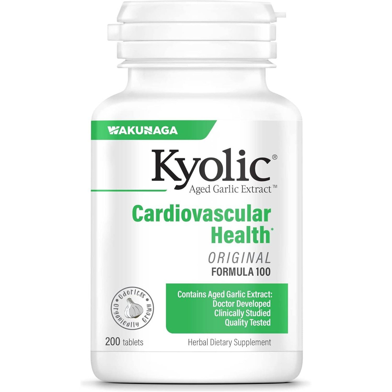 Wakunaga Kyolic Aged Garlic Extract Formula 100 - Cardio Tablets - 200 Tablets