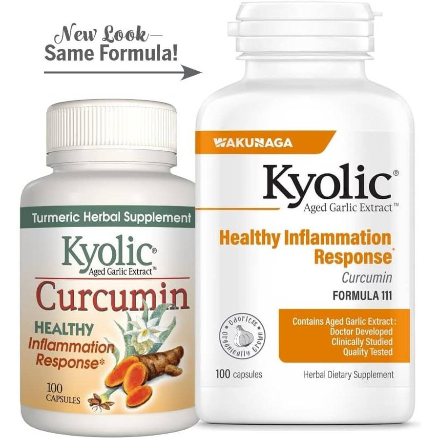 Kyolic Formula 111 new look same formula turmeric garlic label to new graphic