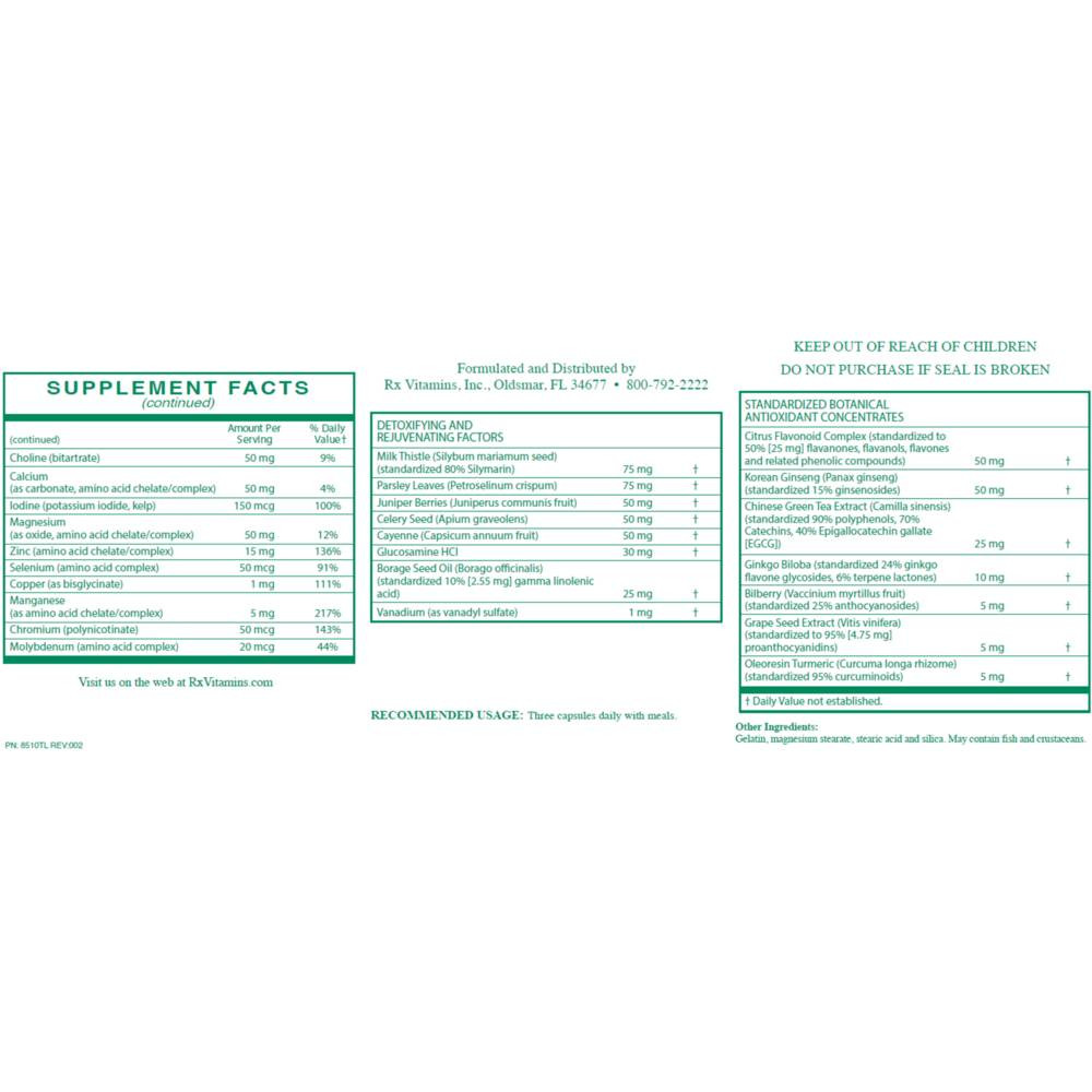 Rx Vitamins Revitalize - No Iron - 90 Capsules