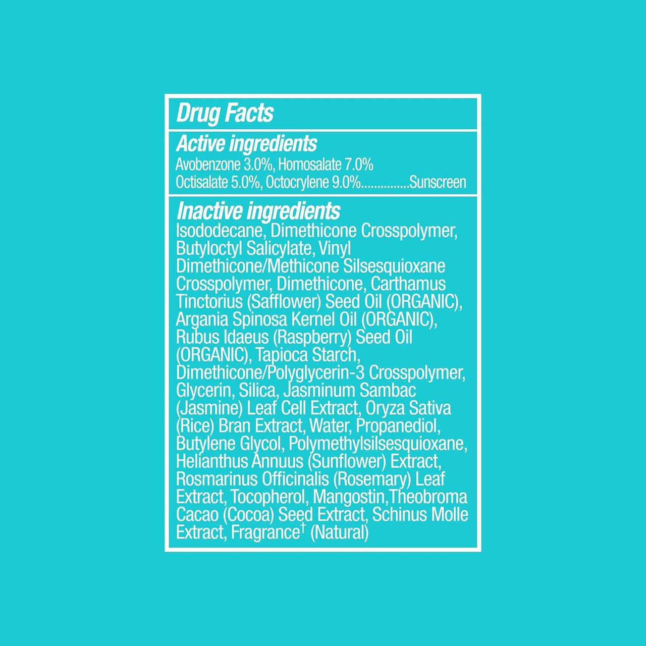SunBlur Primer drug facts with active and inactive ingredients