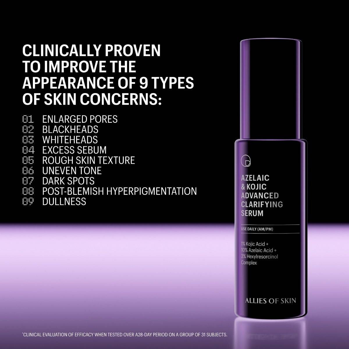 Allies of Skin Clarifying Serum, 9 types of skin concerns list