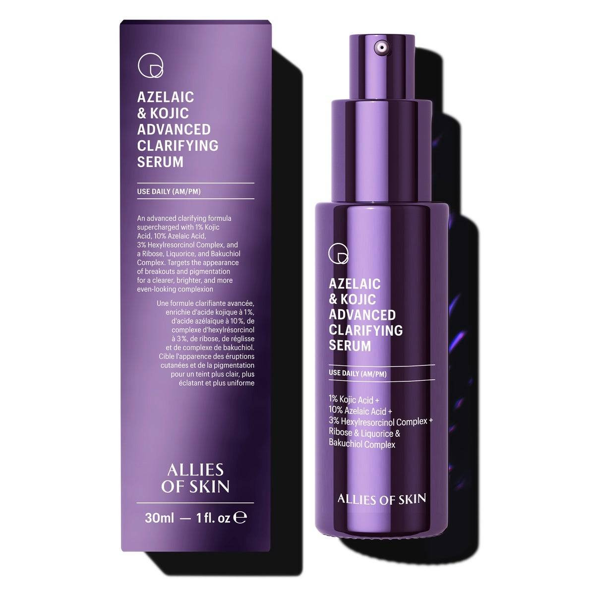 Allies of Skin Azelaic & Kojic Clarifying Serum 30 ml box and bottle