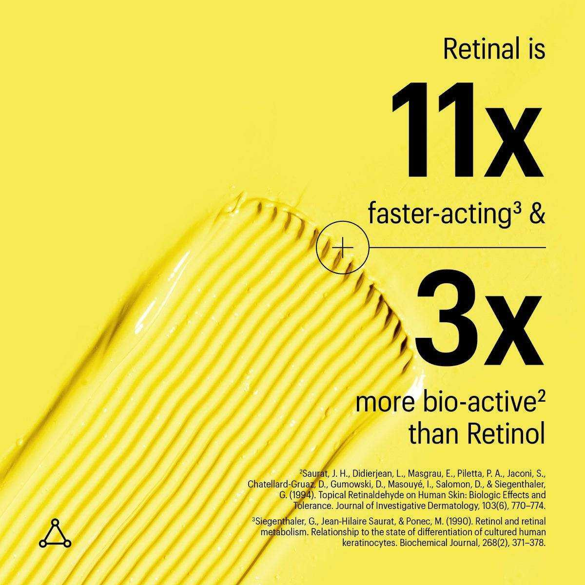 Yellow cream texture with retinal versus retinol comparison stats