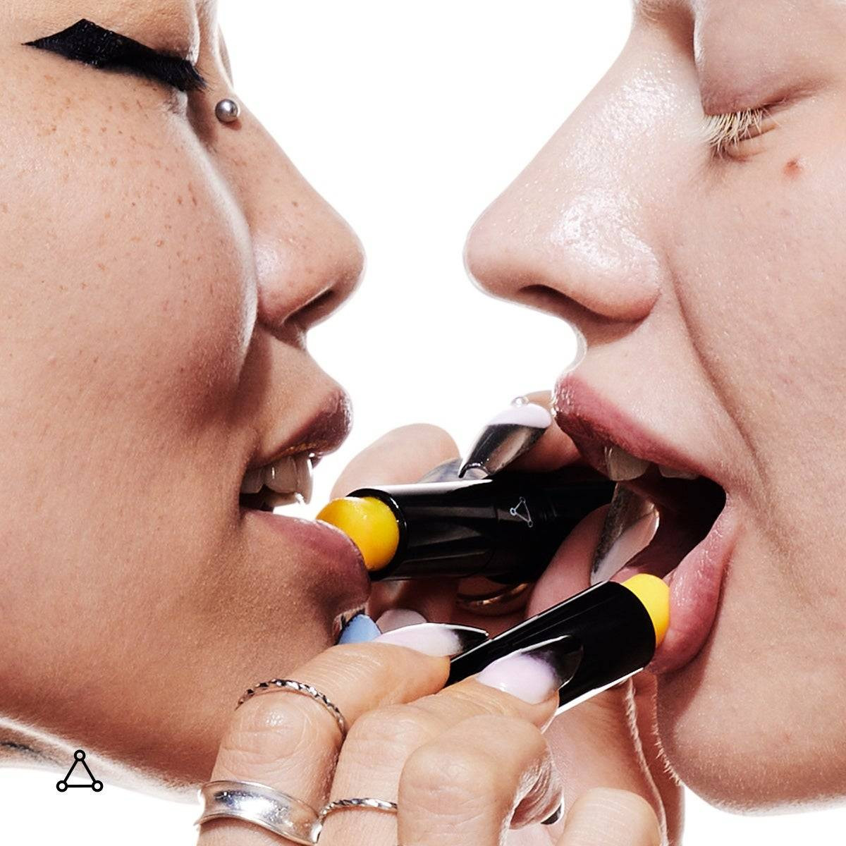Two models applying the lip balm