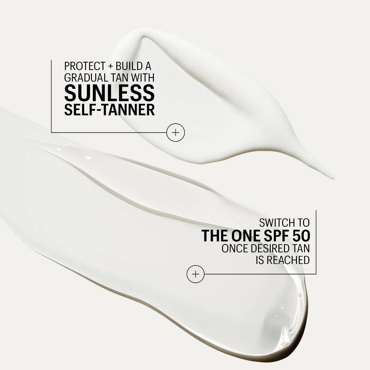 Lotion smear, protect and build a gradual tan graphic