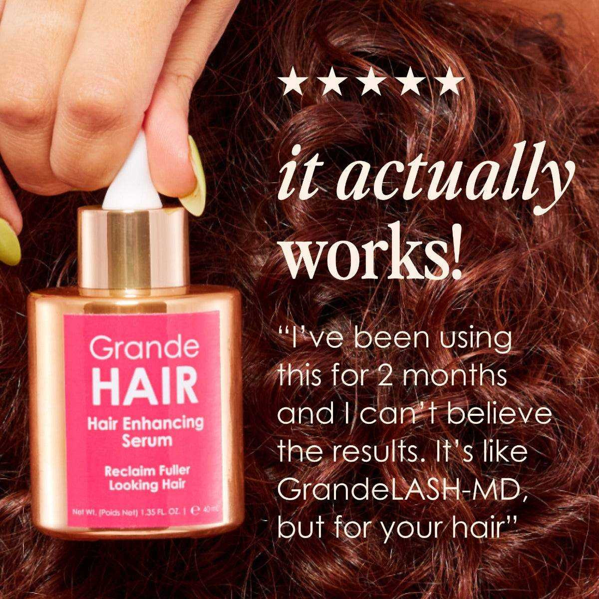 Hair Enhancing Serum five-star it actually works hairline review graphic