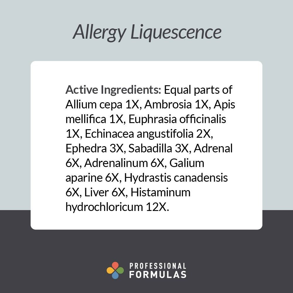 Allergy Liquescence active Allium Ambrosia Apis Euphrasia card