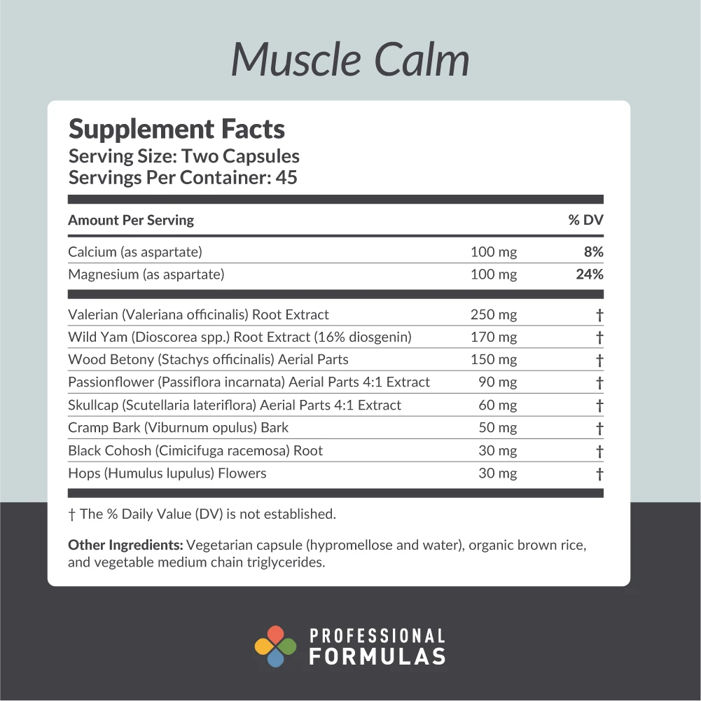 Professional Formulas Muscle Calm - 90 Capsules box