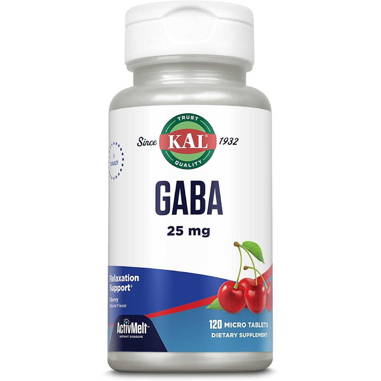 KAL Supplements GABA 25 mg Cherry - 120 Tablets
