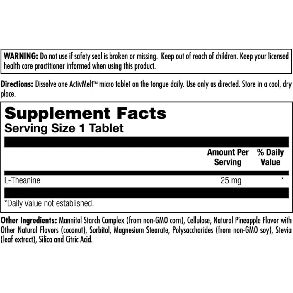 KAL L-Theanine 25 mg Pineapple - 120 Tablets