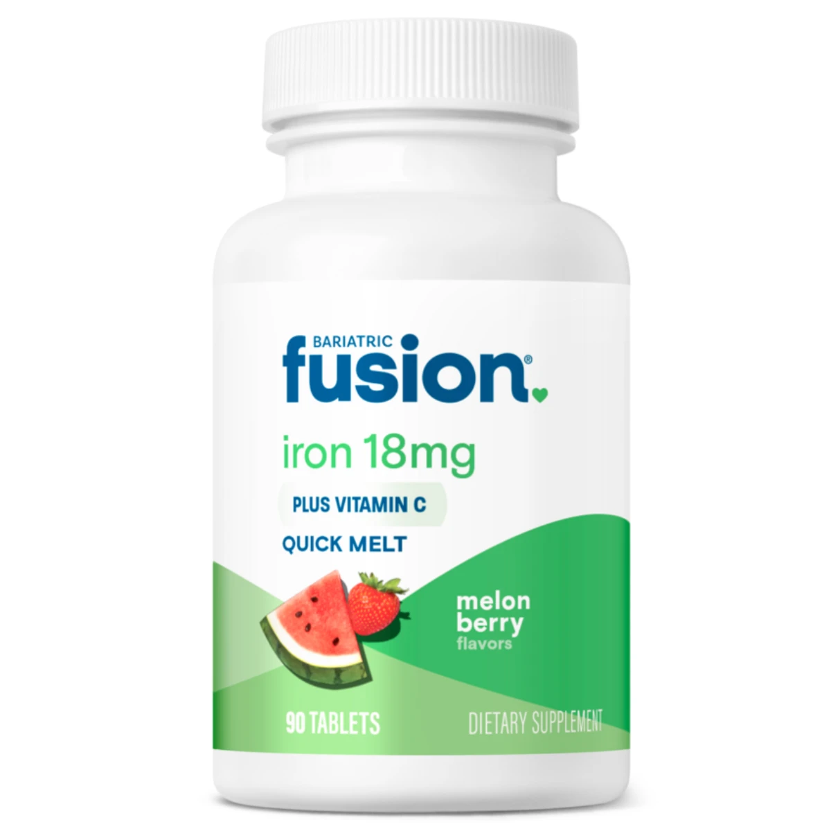 Bariatric Fusion Iron plus Vitamin C Quick Melt melon berry 90 tablet bottle
