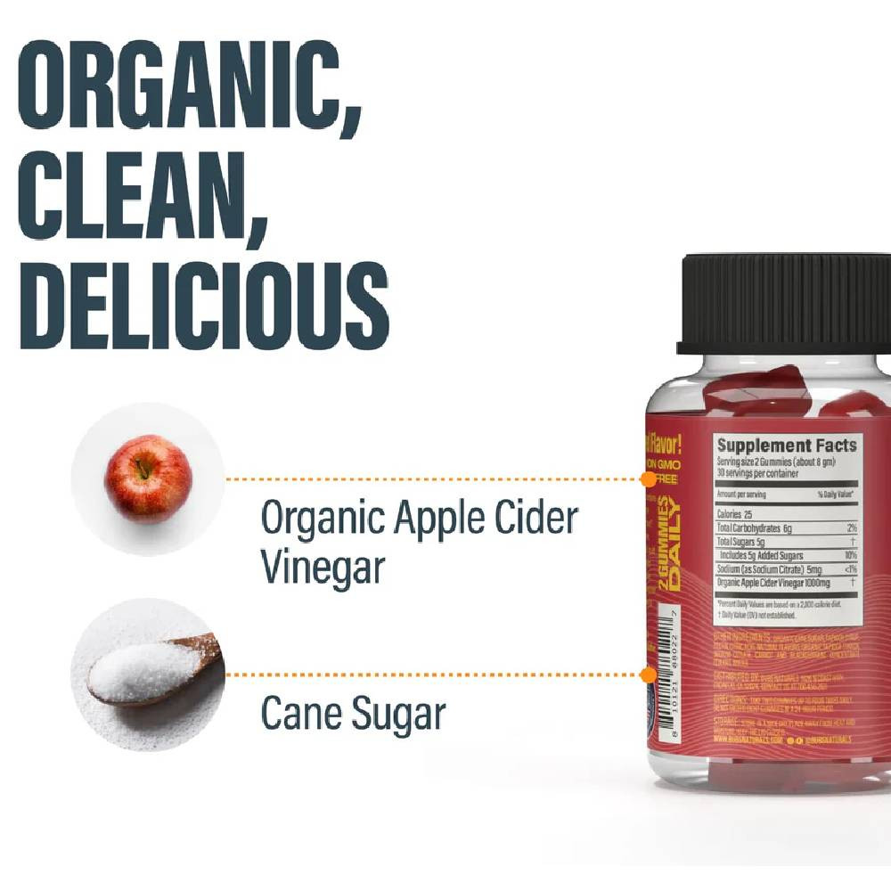 Bubs Naturals Apple Cider Vinegar Gummies - 60 Gummies