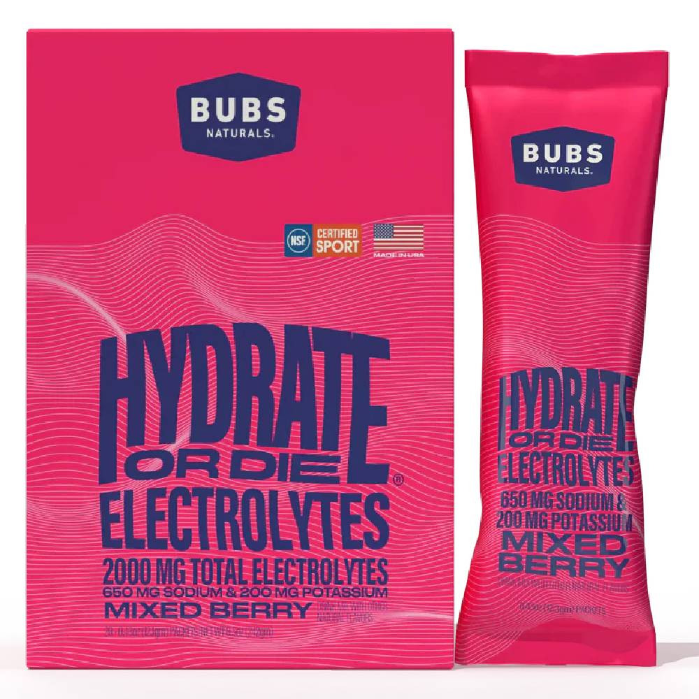 Bubs Naturals Hydrate or Die Electrolytes - Mixed Berry - 20 Packets